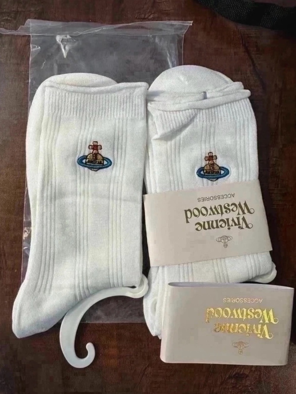 Vivienne Westwood White Crew Socks with Embroidered Orb Logo